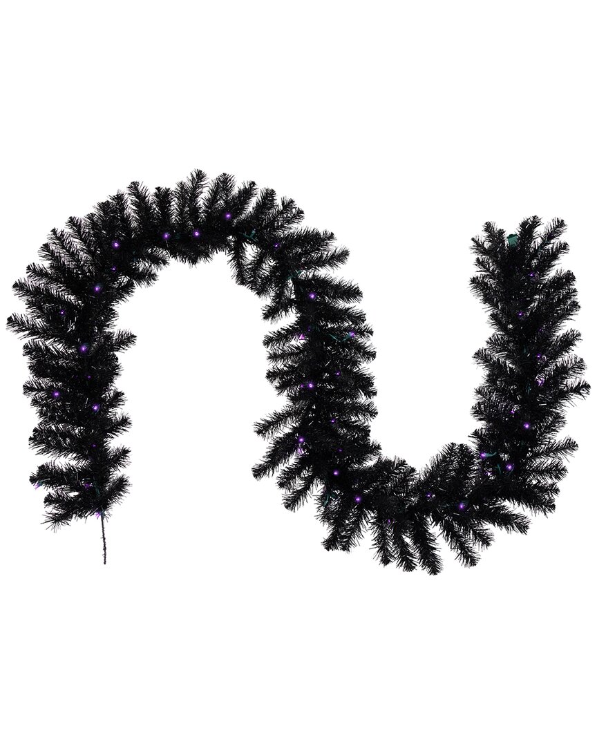 Northlight Pre-lit 9ft Crystal Pine Artificial Halloween Garland In Black