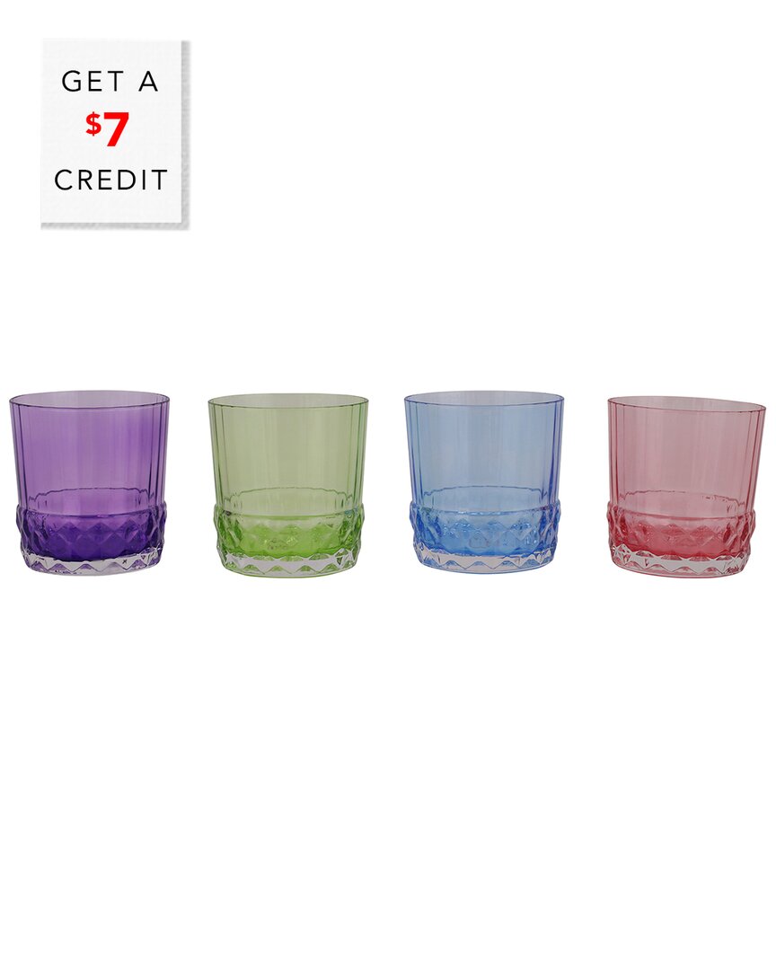 Vietri Viva By  Deco Set Of 4 Assorted Short Tumblers With $7 Credit In Multicolor