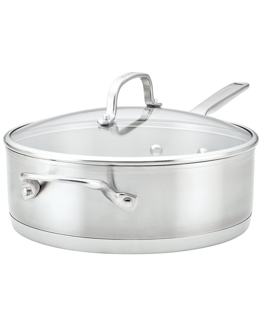 Kitchenaid 3-ply Base Stainless Steel Induction Sauté Pan With Helper Handle And Lid In Metallic