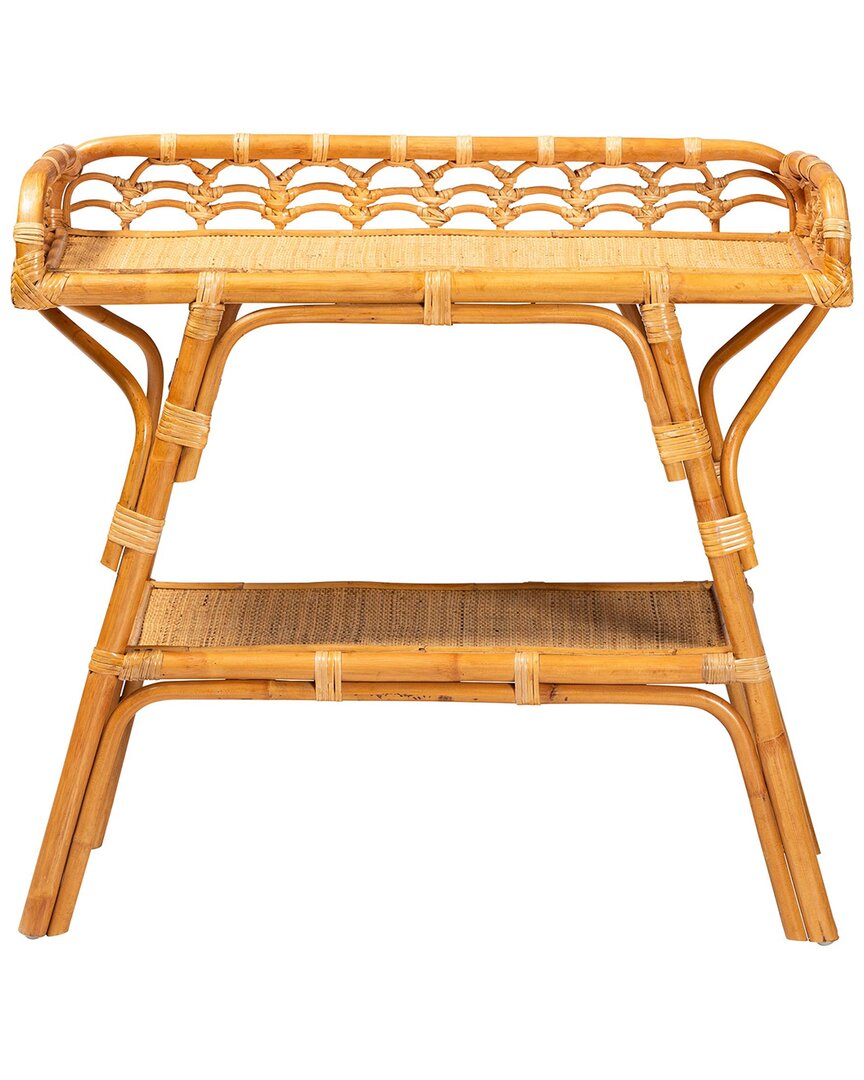 Baxton Studio Nayana Modern Bohemian Rattan 2-tier Console Table