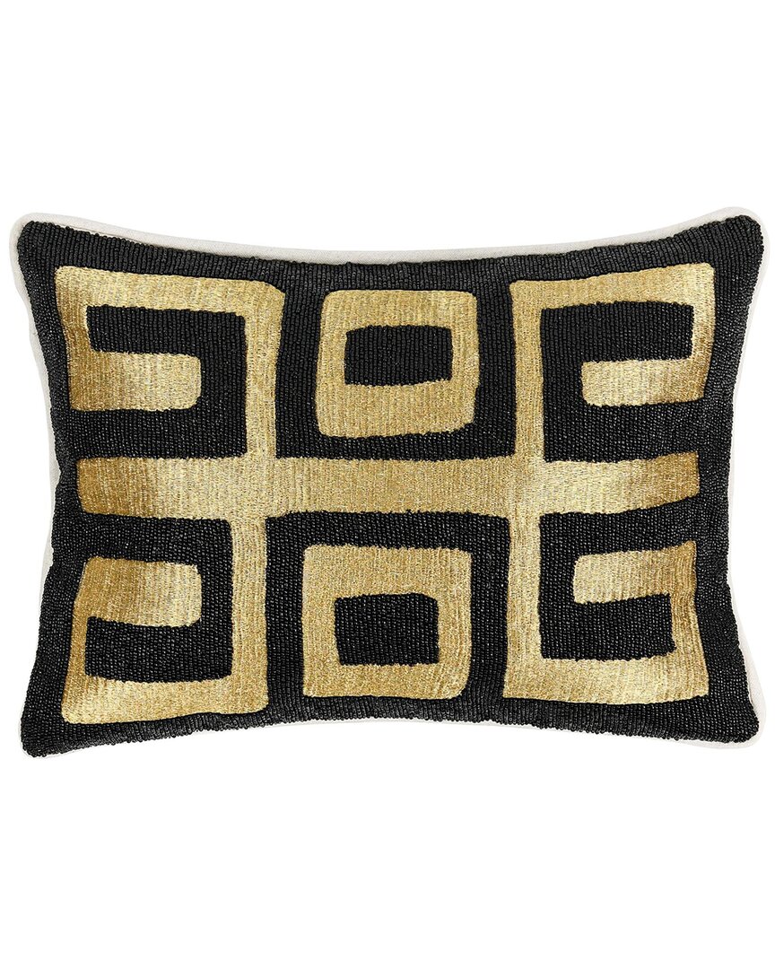 Classic Home Fully Hand Beaded Dala Throw Pillow In Black