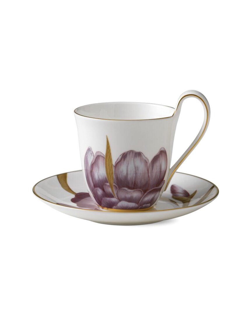 Royal Copenhagen 8.5oz Flora Iris Cup & Saucer In Purple