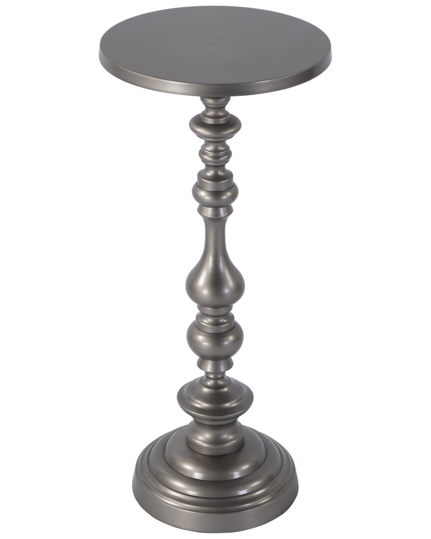 Butler Specialty Company Mario 10in Round All Metal Pedestal Base End Table In Gray