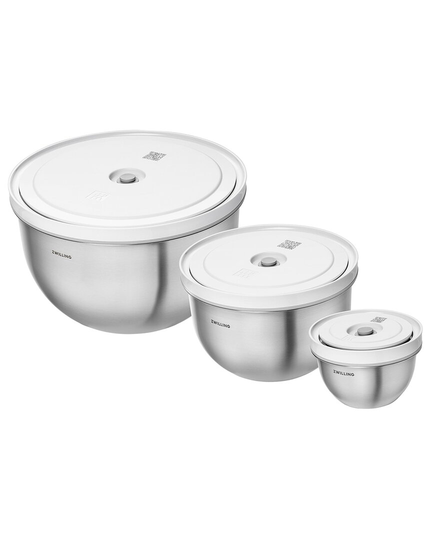 Zwilling J.a. Henckels Fresh & Save 3pc Stainless Steel Vacuum Bowl Set In Silver