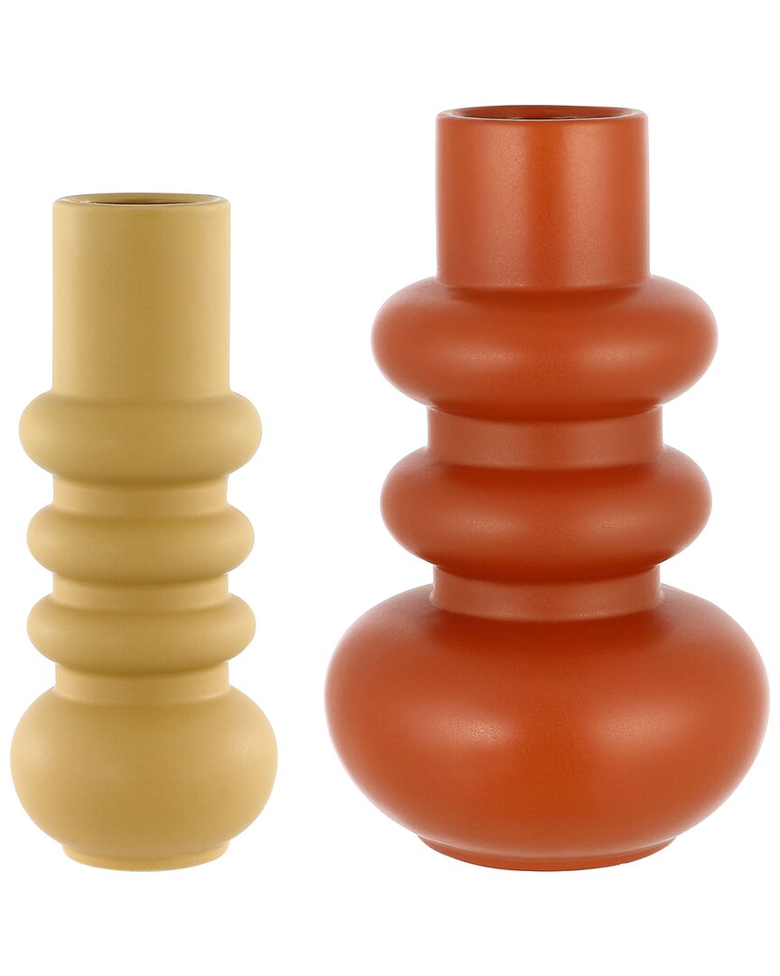 Shop Safavieh Set Of 2 Decorative Ceramic Vases In Orange