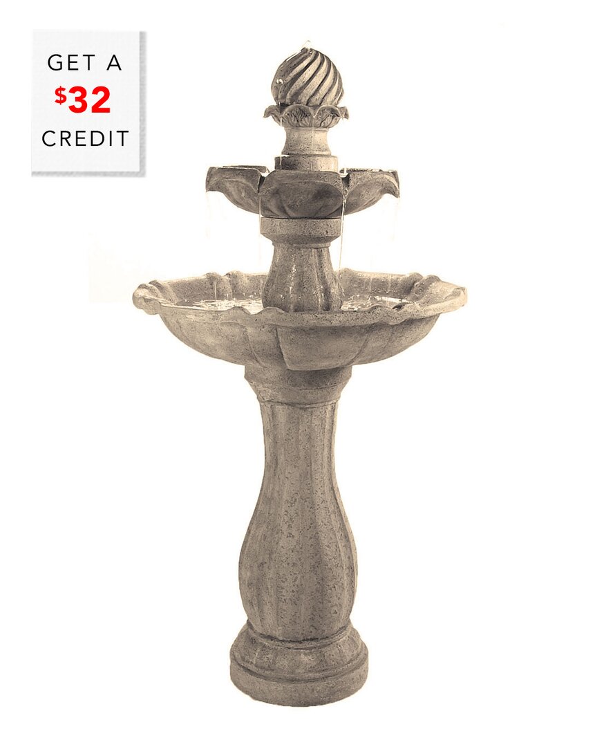 SUNNYDAZE SUNNYDAZE 2-TIER ARCADE SOLAR WATER FOUNTAIN W/ BATTERY WITH $32 CREDIT 