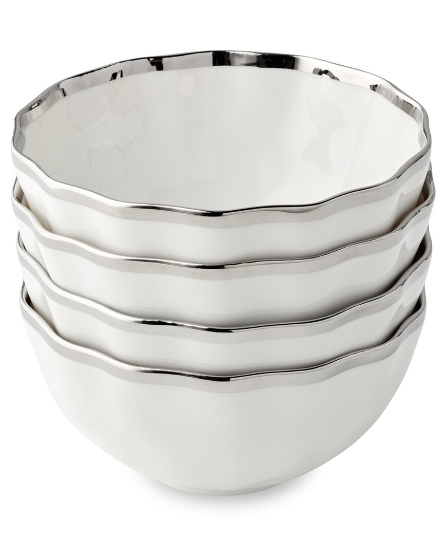 Certified International Regency Silver Set Of 4 Cereal Bowls