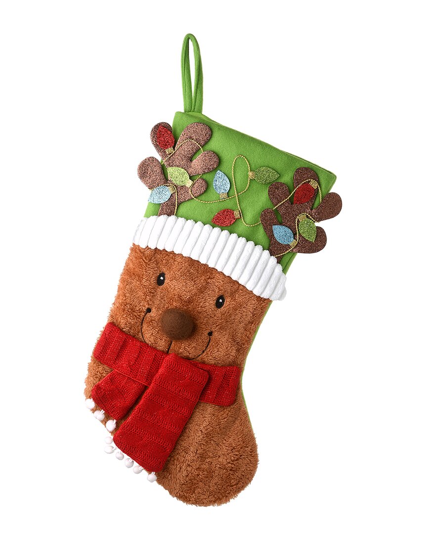 Shop National Tree Company 20in Be Merry Collection Novelty Teddy Bear Stocking In Brown