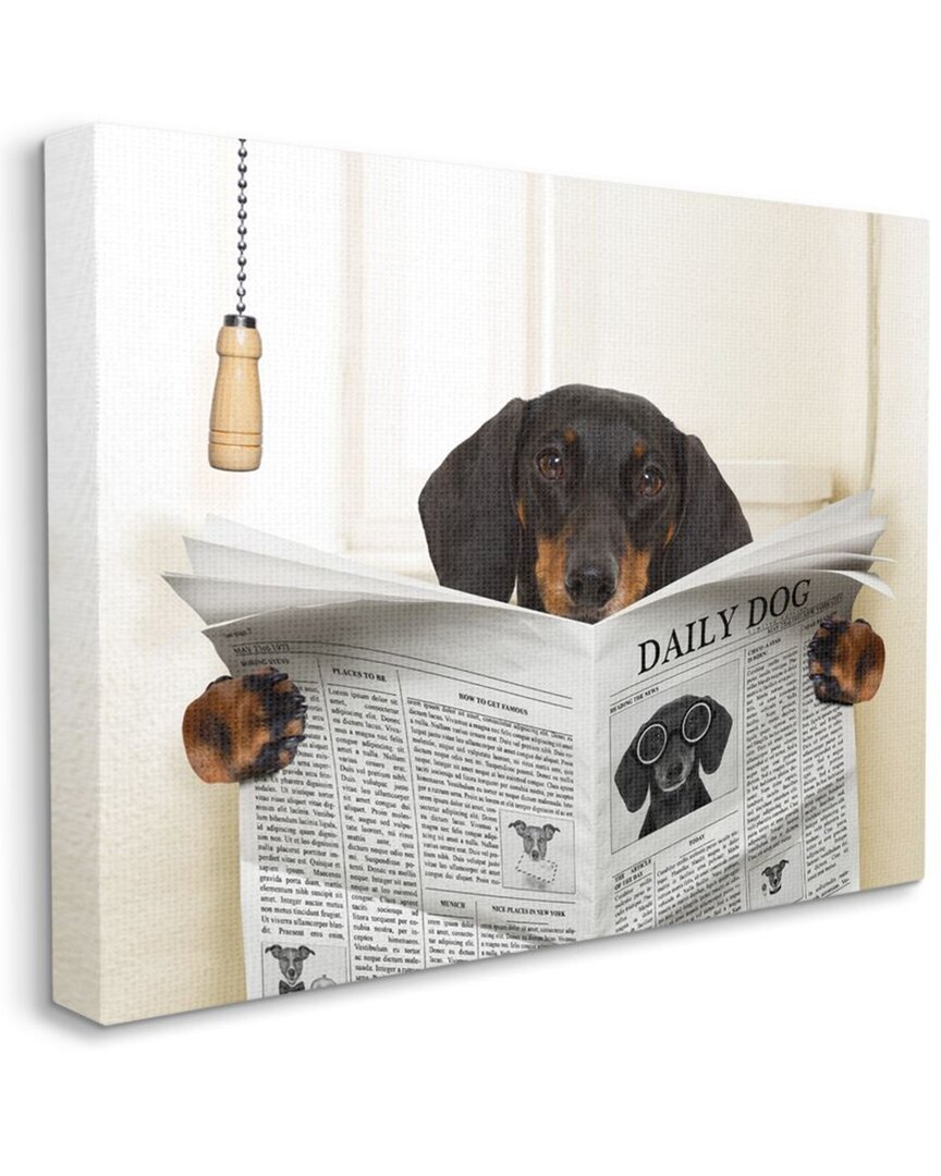 Stupell Dog On Toilet Newspaper Funny Animal Pet Design Wall Art In Black
