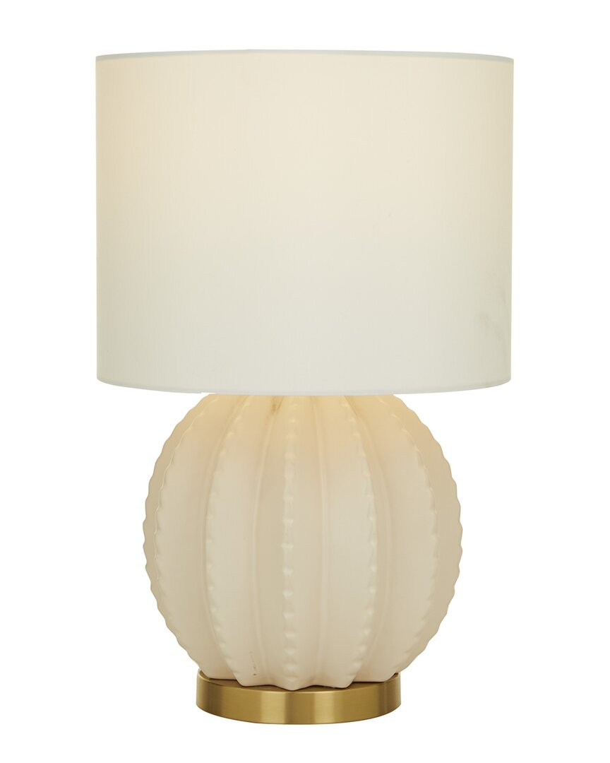 Peyton Lane Cosmoliving By Cosmopolitan Ceramic Gourd Style Base Table Lamp With Drum  Shade In Cream