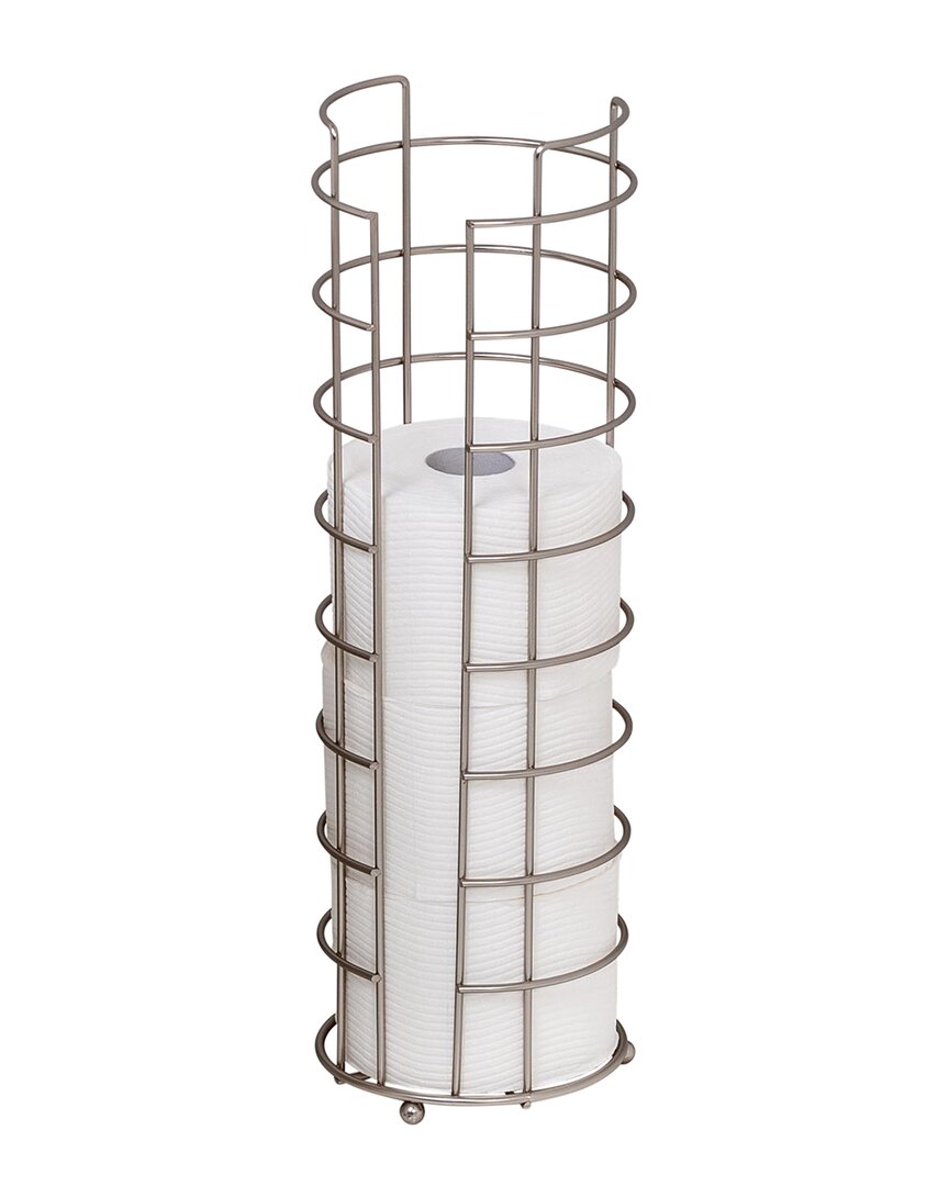 Shop Honey-can-do Satin Nickel Cage Wire Freestanding 4 Roll Toilet Paper Holder In Silver