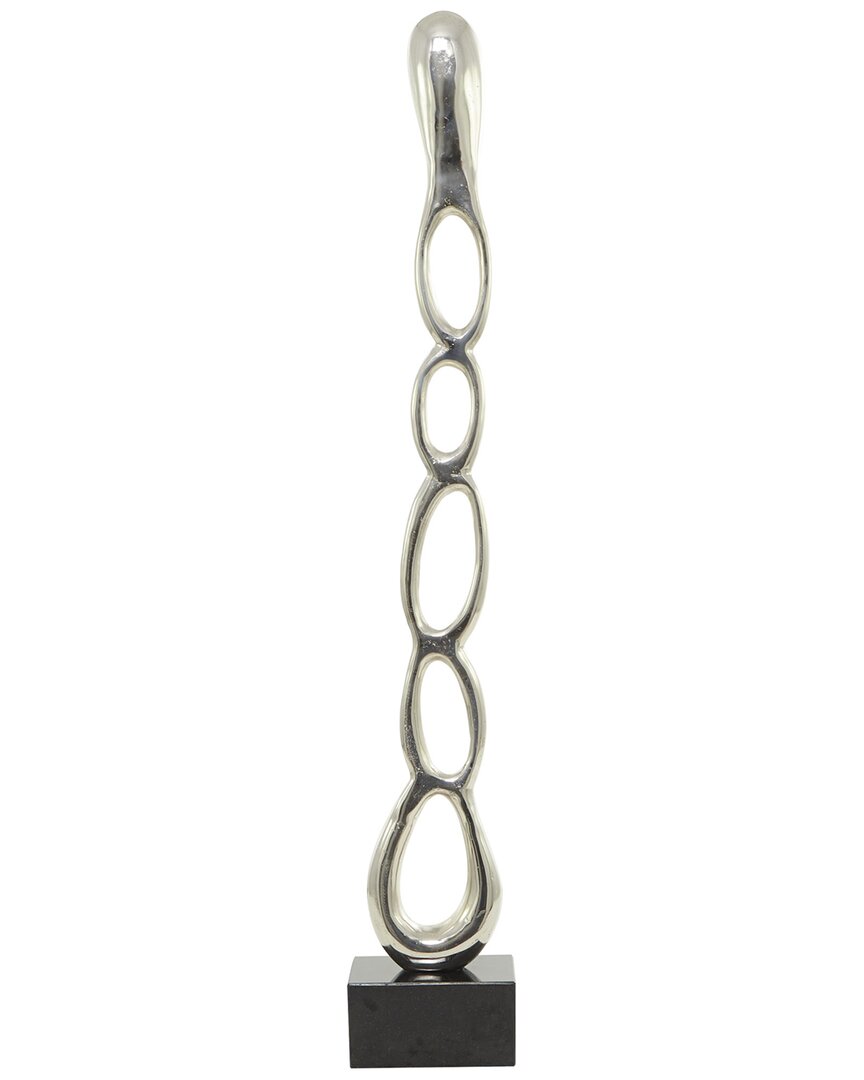 Peyton Lane Abstract Aluminum Tall Linked Floor Sculpture With Base In Silver