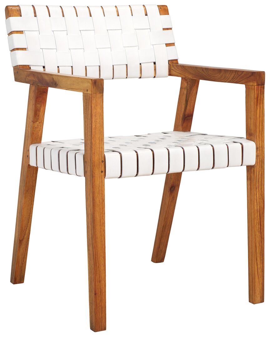 Safavieh Cire Leather Dining Chair In White