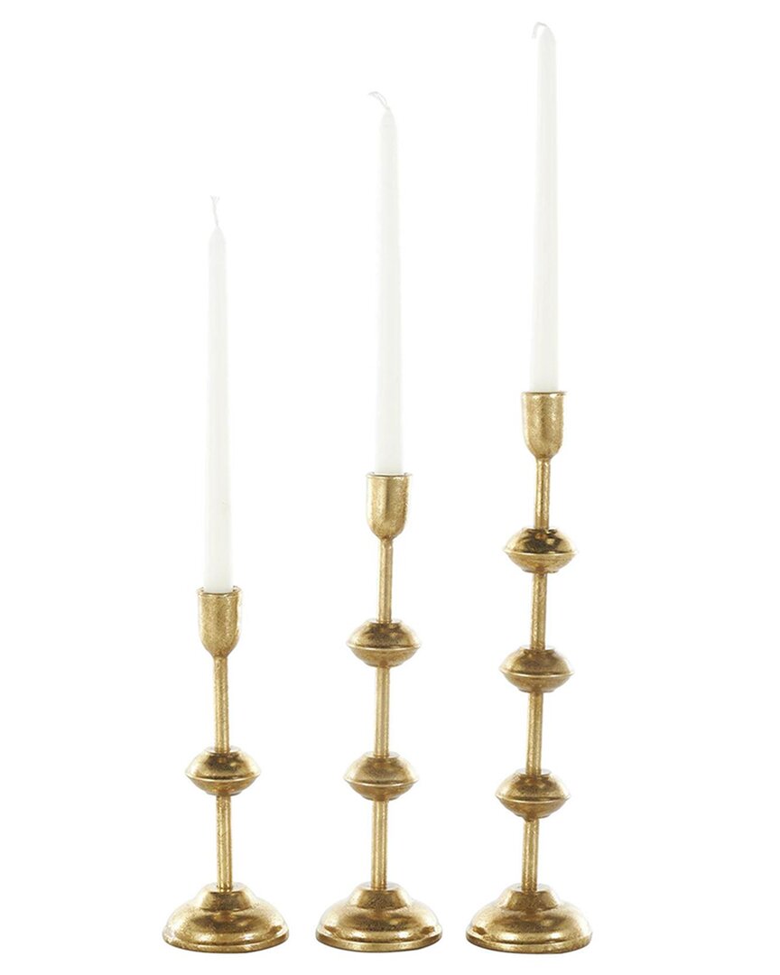 Peyton Lane Gold Metal Slim Decorative Candle Holder With Flo