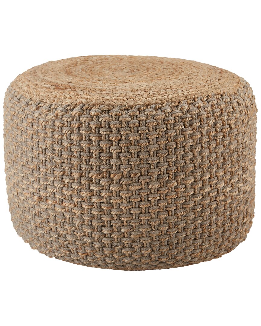 Jaipur Living Kealani Trellis Cylinder Pouf In Gray