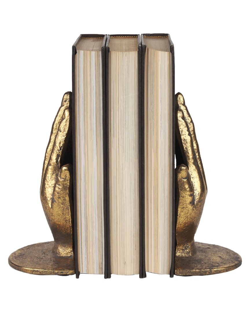 Mercana Praying Hands Book Ends In Gold