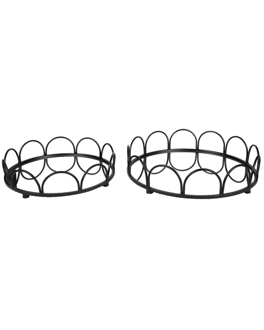 Mercana Set Of 2 Lenore Round Mirror Trays