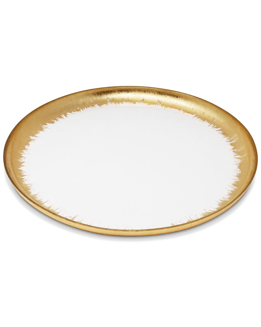 Alice Pazkus Set Of 4 Salad Plates With Gold Brushed Rim In Gold