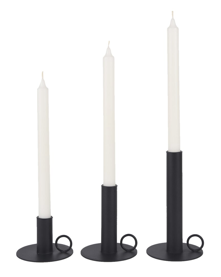 Shop Mercana Set Of 3 Noir Candle Holders