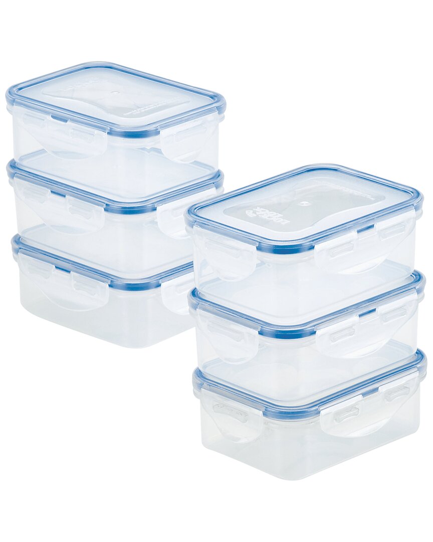 Lock & Lock Set Of 6 Easy Essentials 12oz Rectangular Food Storage Container Set In Transparent