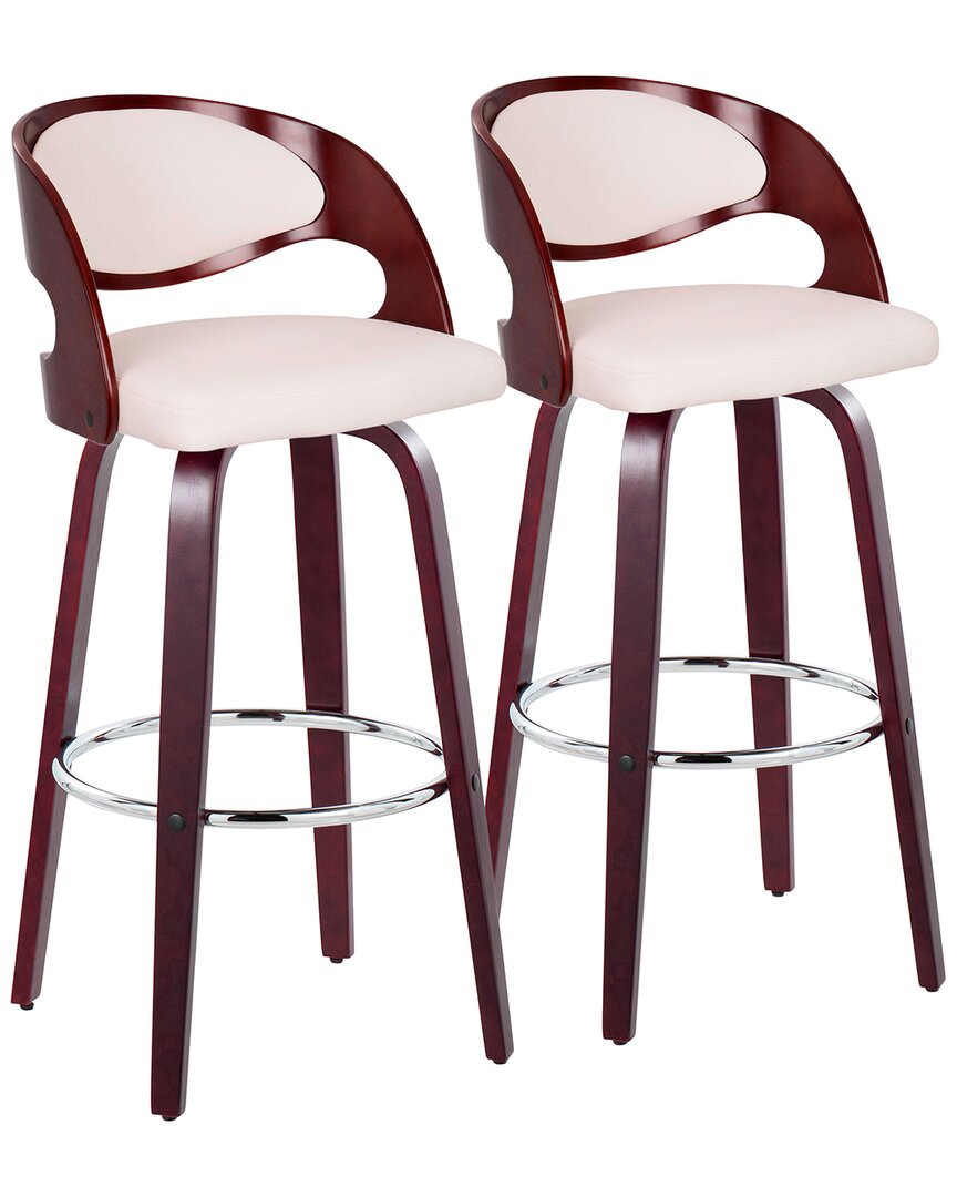 Lumisource Set Of 2 Pino 24 Mid-century Modern Fixed-height Counter Stool In Brown