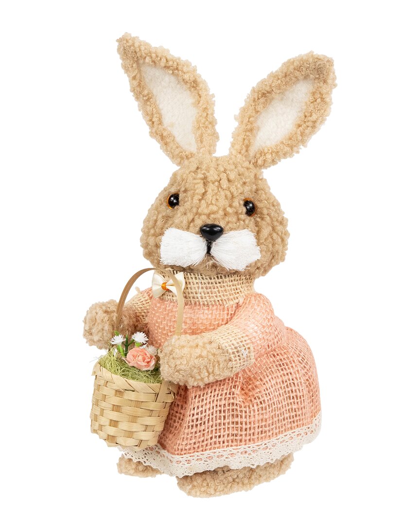 NORTHLIGHT NORTHLIGHT PLUSH EASTER RABBIT FIGURINE WITH BASKET 