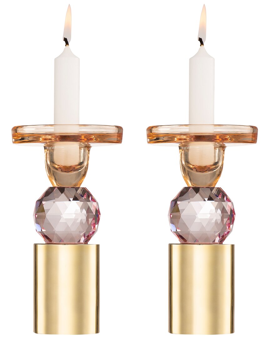 Vivience Set Of 2 Crystal Candlesticks