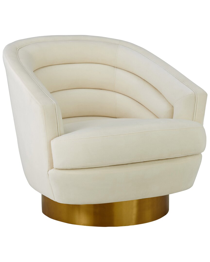 Tov Furniture Canyon Velvet Swivel Chair In White