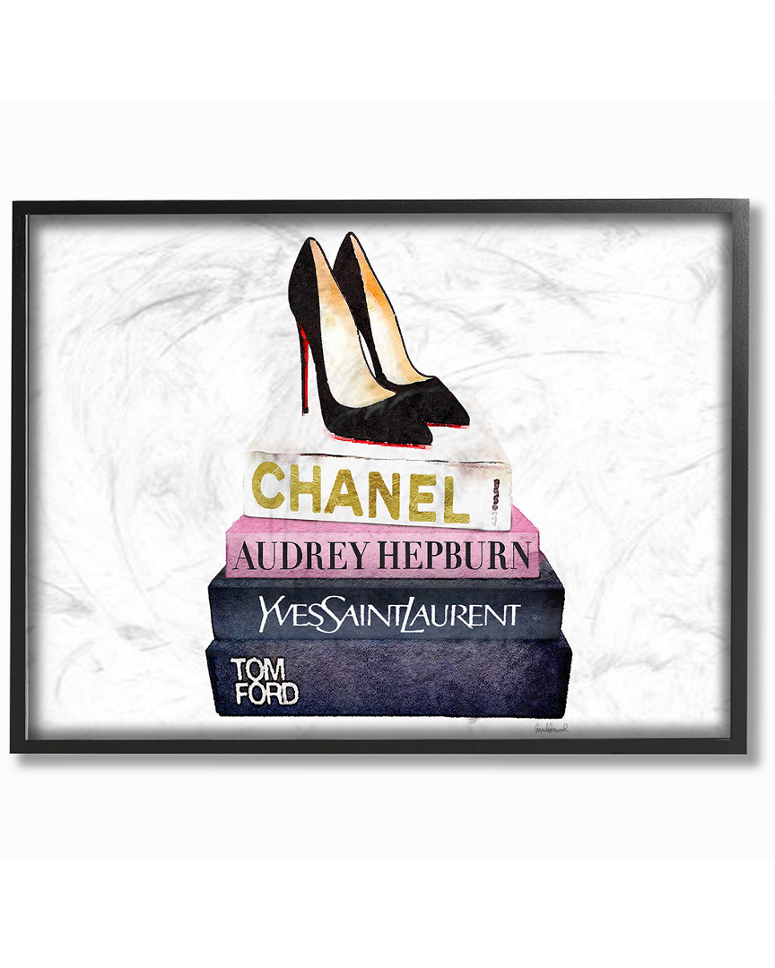 Stupell Glam Fashion Book Set Black Pump Heels By Amanda Greenwood Framed Art