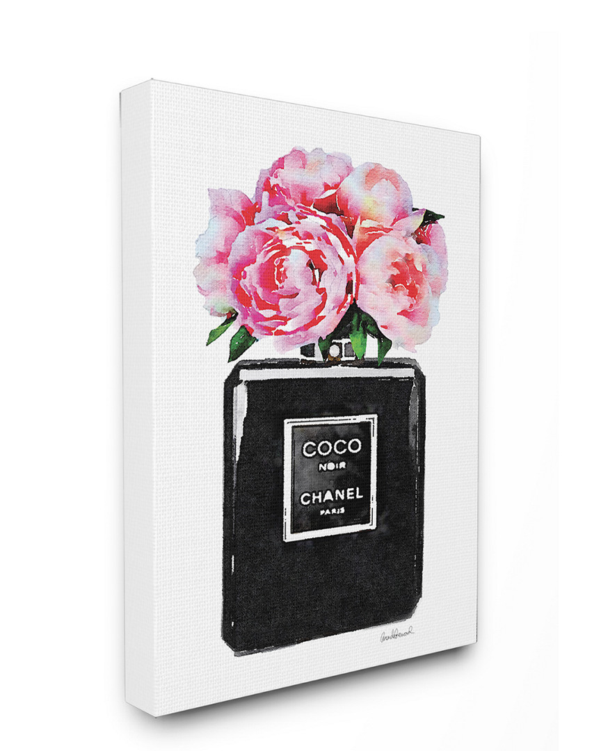 Stupell Glam Perfume Bottle Flower Black Peony Pink By Amanda Greenwood Canvas Art