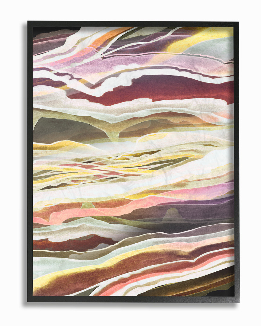 Stupell Blue Pink Red Green Waves And Streams Abstract By Grace Popp Framed Art