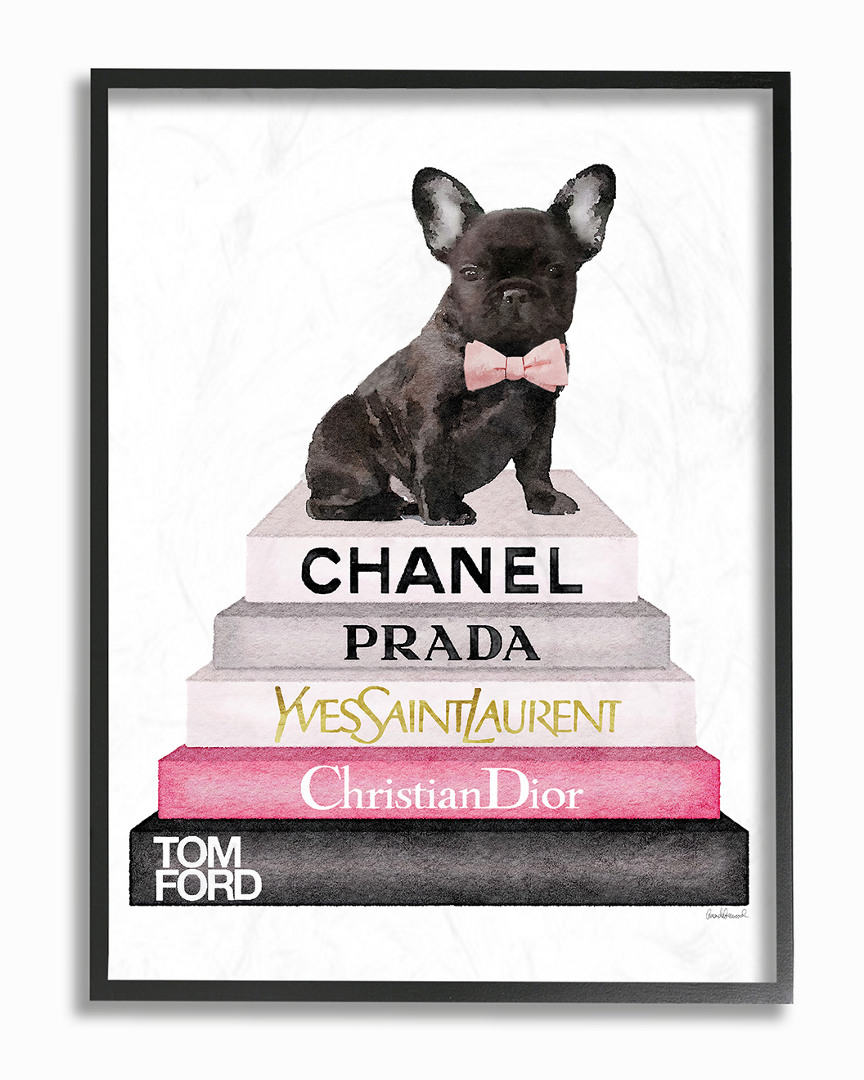 Stupell Book Stack Fashion French Bulldog By Amanda Greenwood Framed Art