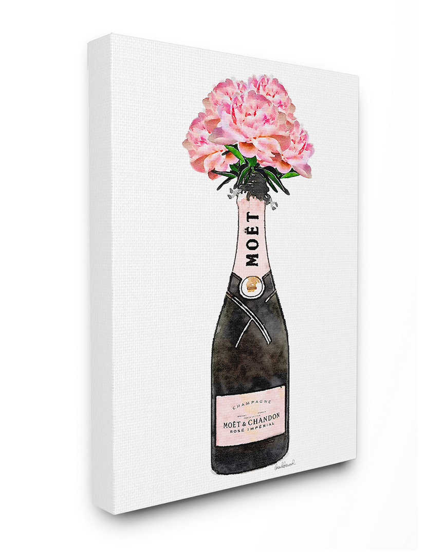Stupell Champagne Bottle Pink Flowers Watercolor