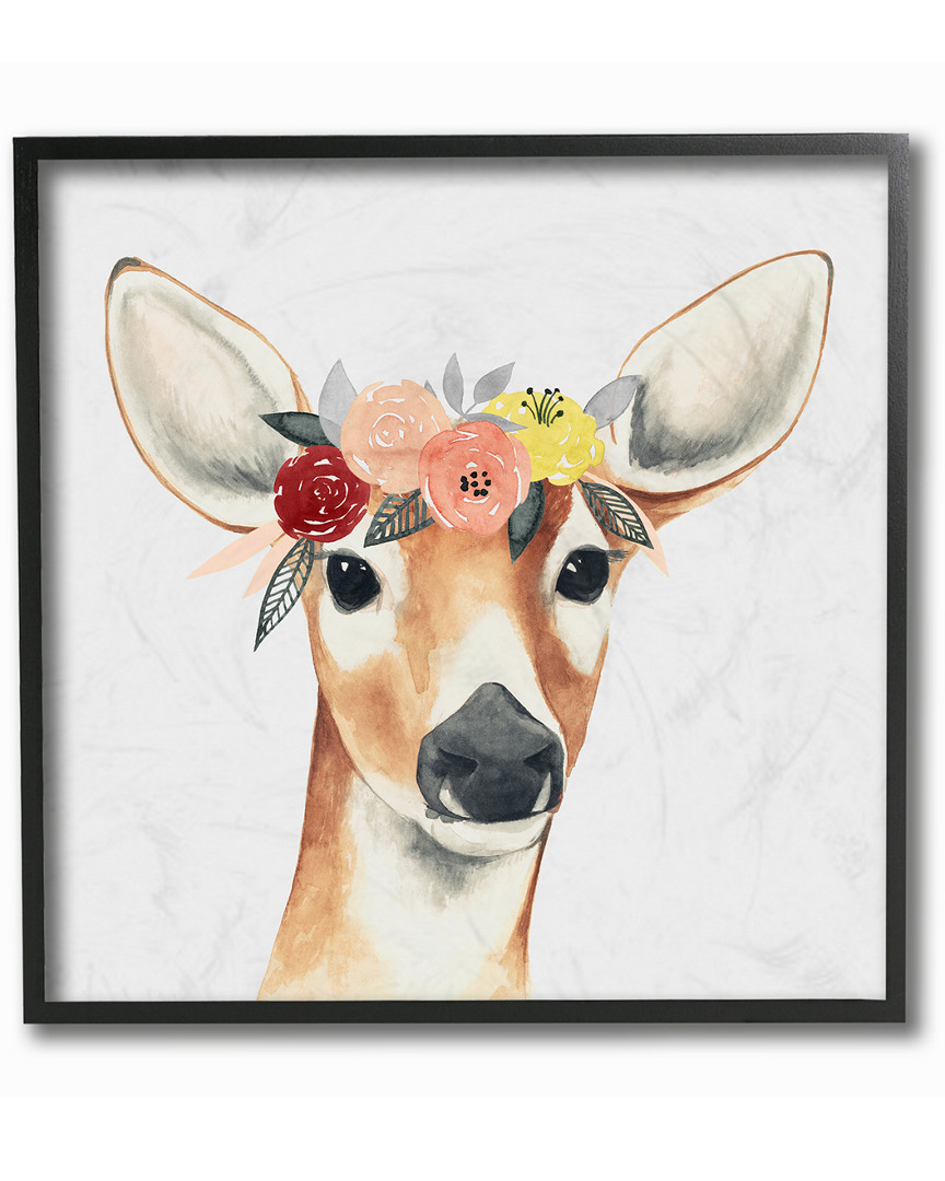 Stupell Doe Eyed Deer In Flower Crown By Grace Popp Framed Art