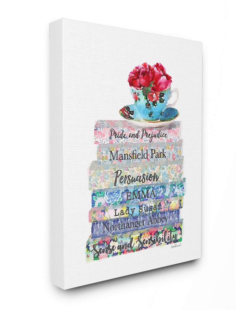 Stupell Floral Book Stack Tea Cup