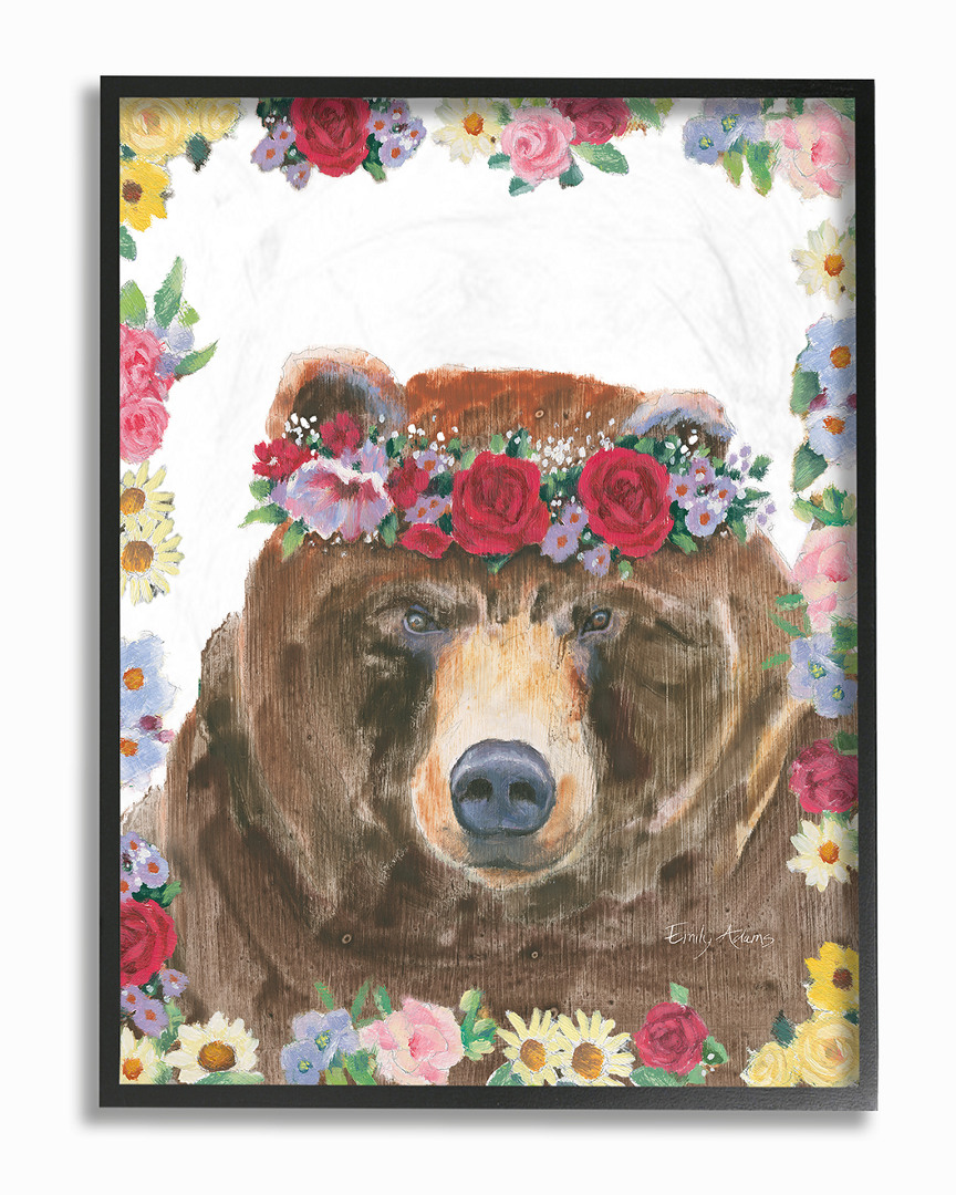 Stupell Flower Friends Bear By Emily Adams Framed Art