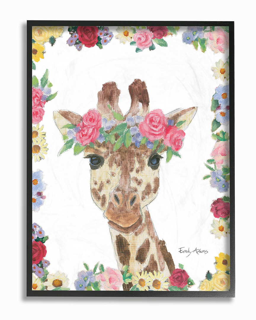 Stupell Flower Friends Giraffe By Emily Adams Framed Art