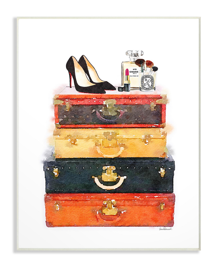 Stupell Luggage Stack Shoes And Makeup By Amanda Greenwood