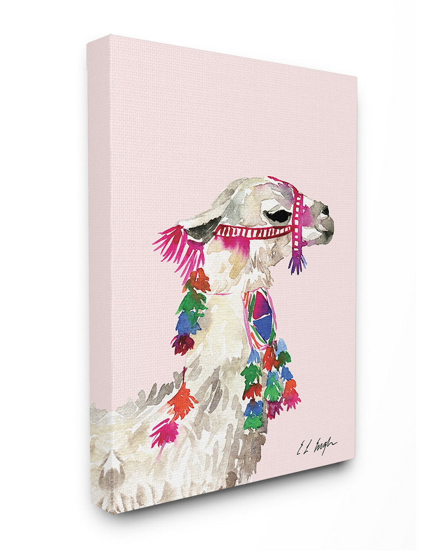 Stupell Pink Llama Decorated With Tassels Watercolor