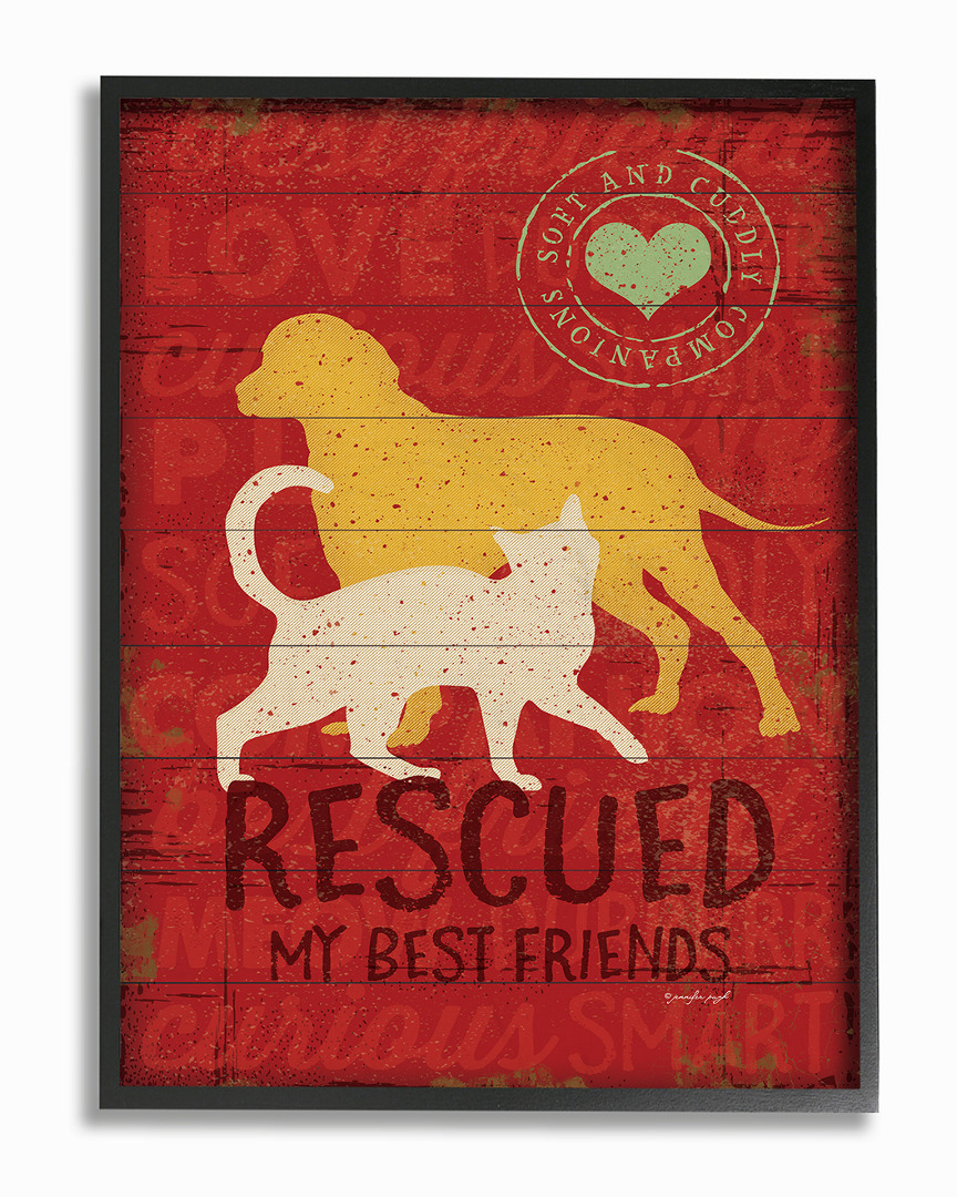Stupell Rescued My Best Friend Dog And Cat Silhouette By Jennifer Pugh Framed Art