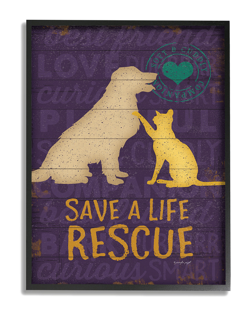 Stupell Save A Life Rescue Dog And Cat Silhouette By Jennifer Pugh Framed Art