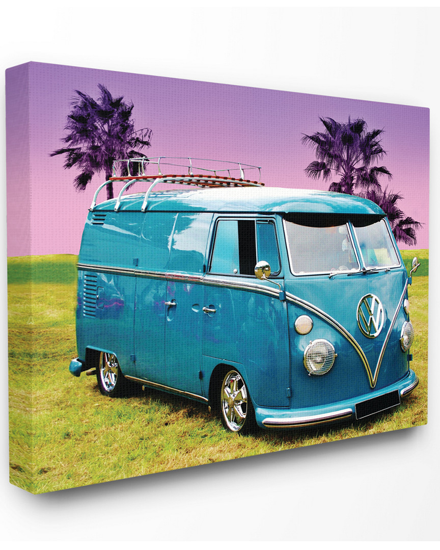 Stupell Vintage 70s Blue Vw Bus With Purple Palm Trees