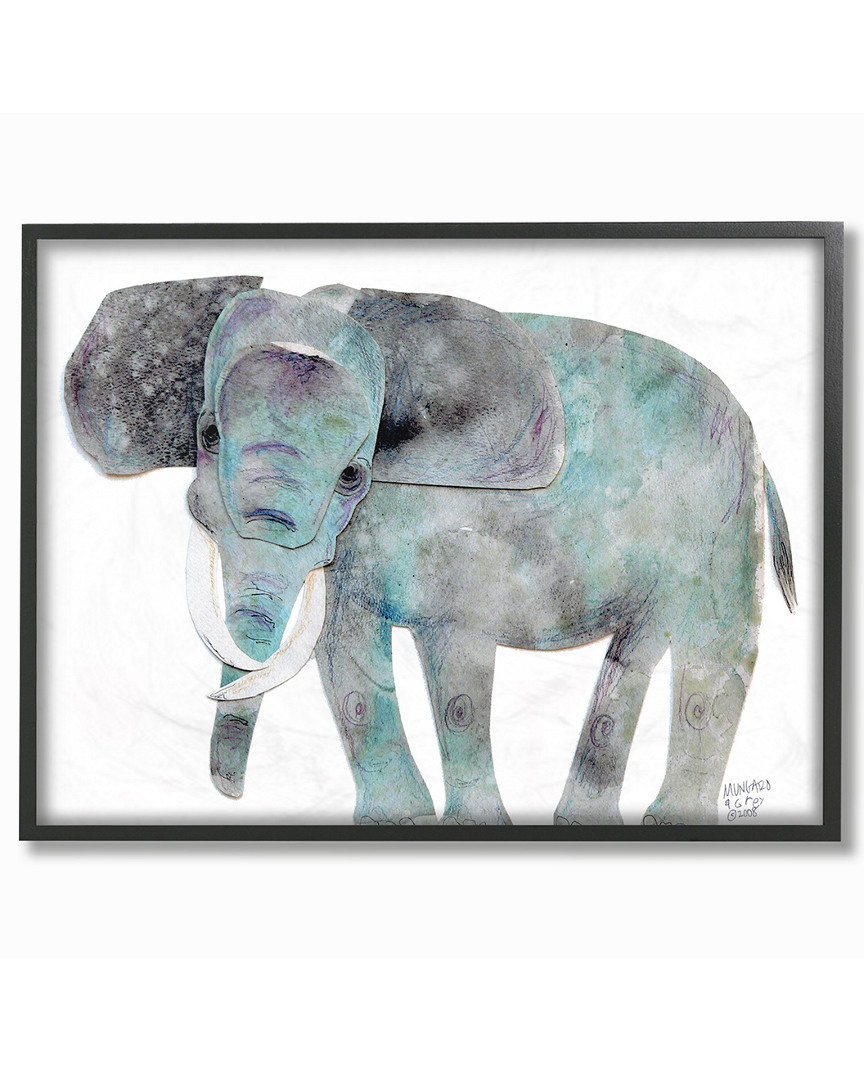 Stupell Watercolor Cutout Collage Elephant By Marley Ungaro Framed Art