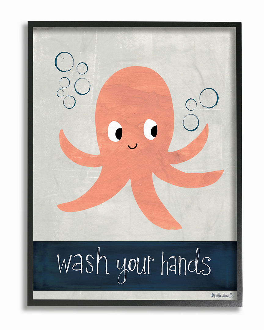 Stupell Wash Your Hands Octopus By Katie Doucette Framed Art