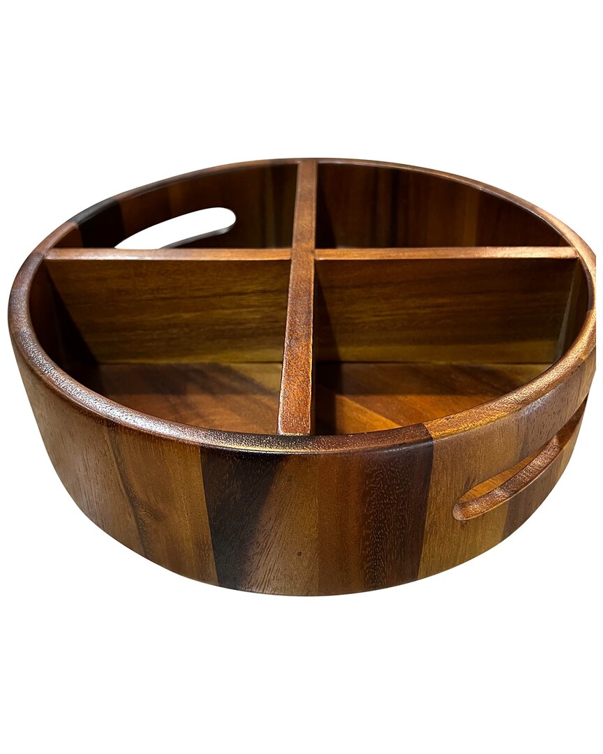 KALMAR HOME KALMAR HOME ROTATING LAZY SUSAN DIVIDED ROUND TRAY 