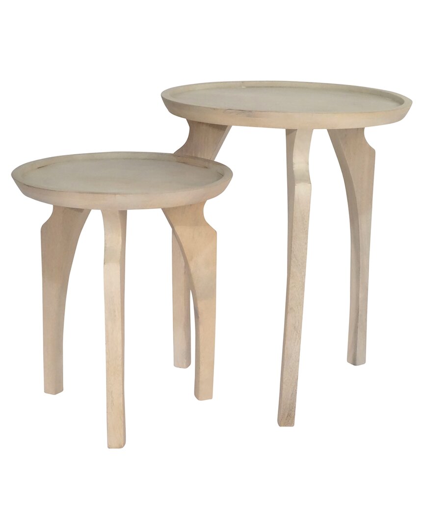 SAGEBROOK HOME SAGEBROOK HOME SET OF 2 LUVIS CARVED WOOD ACCENT TABLES