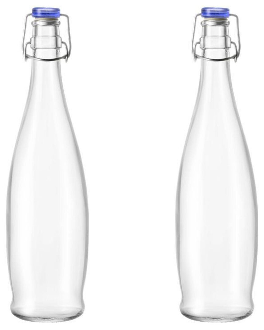 10 Strawberry Street Set Of 2 Indro Large Swing Top Bottles With Blue Lid