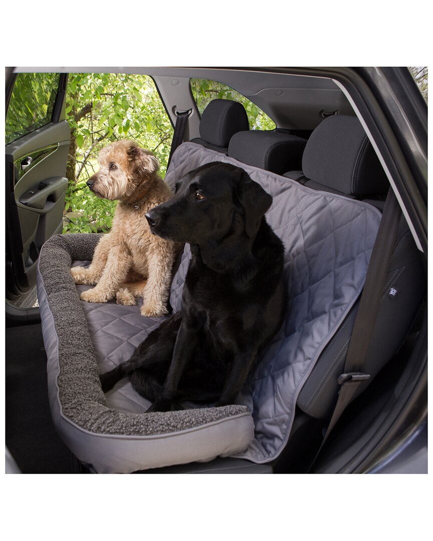 3 Dog Pet Supply Quilted Back Seat Protector With Fleece Bolster In Grey