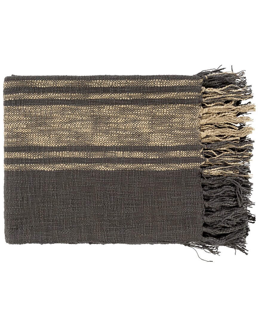 Surya Bramble X-large Fringe Throw In Charcoal