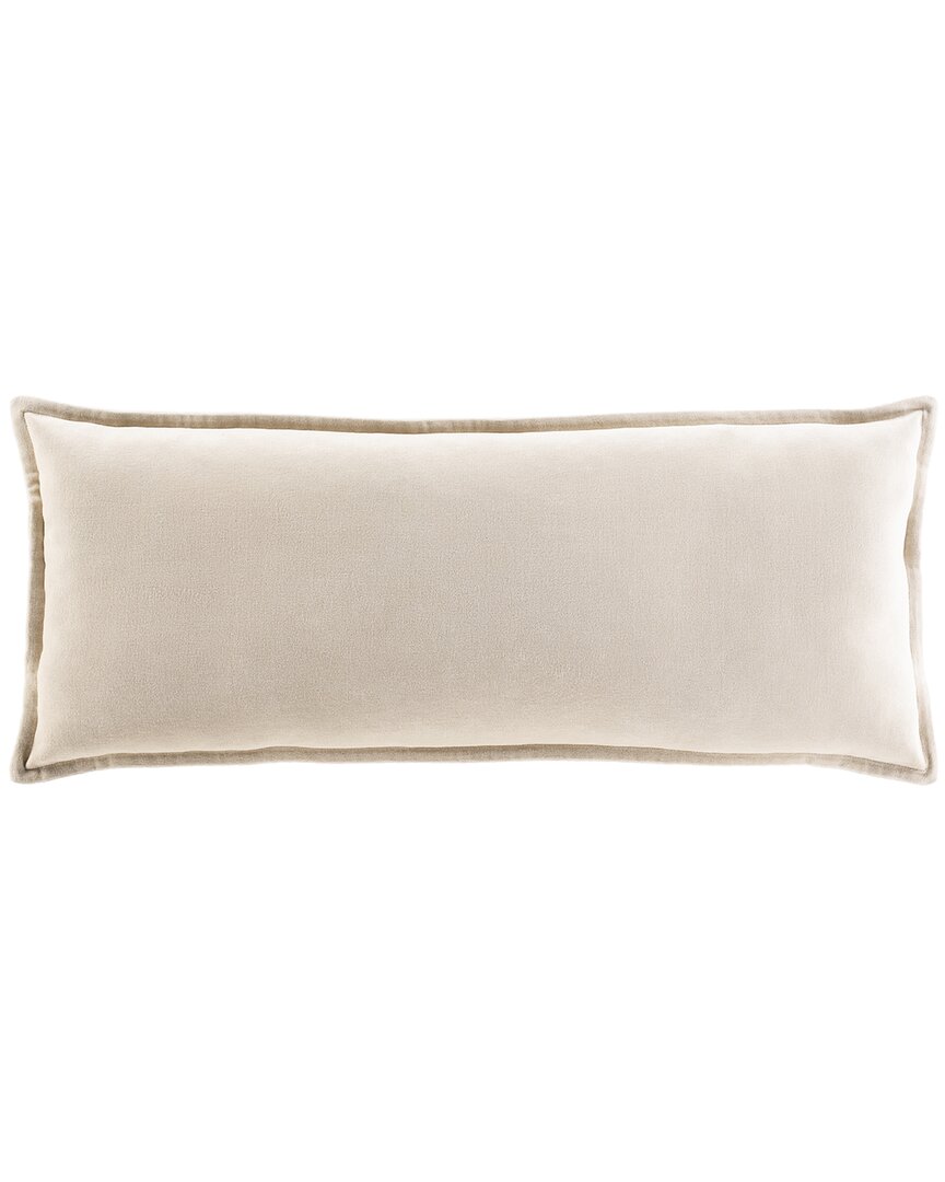Surya Cotton Velvet Lumbar Pillow In Beige
